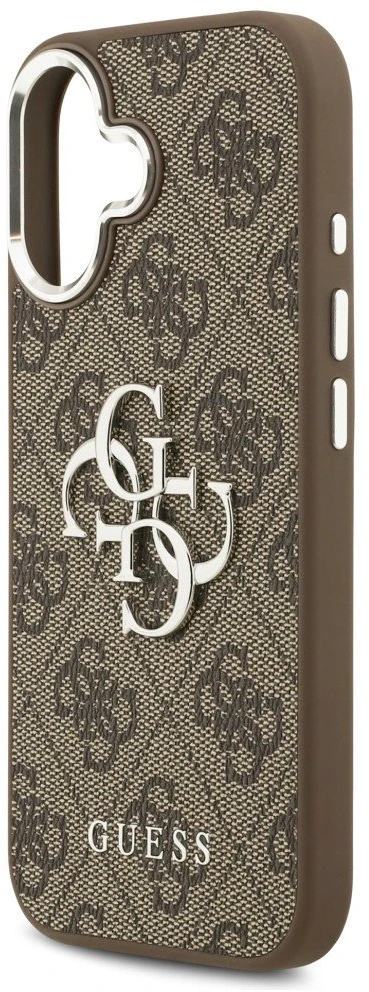 Guess 4G Big 4G Classic Logo dėklas skirtas Apple iPhone 17 rudos spalvos sidabro spalvos