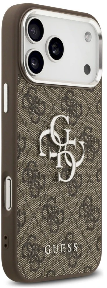Dėklas Guess 4G Big 4G Classic Logo skirtas Apple iPhone 17 Pro Max rudos spalvos sidabro spalvos