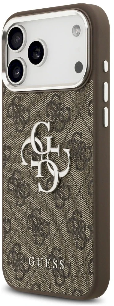 Dėklas Guess 4G Big 4G Classic Logo skirtas Apple iPhone 17 Pro Max rudos spalvos sidabro spalvos
