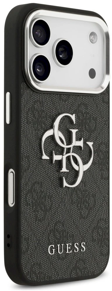 Dėklas GUESS case for IPHONE 17 Pro Max GUHCP17XP4G4SMCK (PU W/ Big 4G Classic Logo) sidabrinis juodas