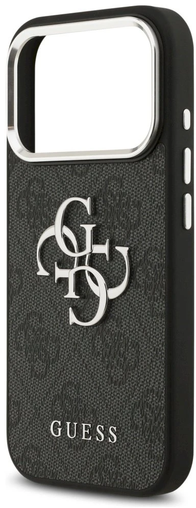 GUESS case for IPHONE 17 Pro GUHCP17LP4G4SMCK (4G PU Odinis dėklas with Big 4G and Classic Logo and Sidabrinis Metal Camera Frame) juodas