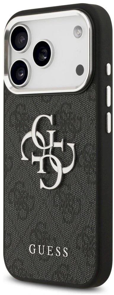 Dėklas GUESS case for IPHONE 17 Pro Max GUHCP17XP4G4SMCK (PU W/ Big 4G Classic Logo) sidabrinis juodas