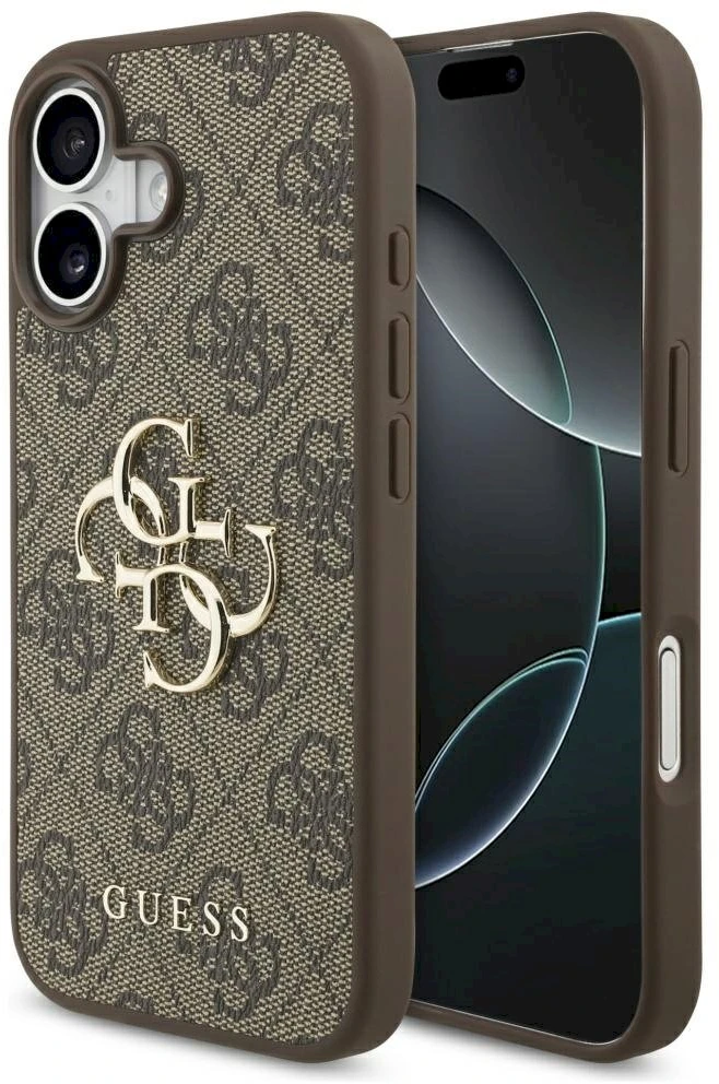 Dėklas Guess 4G Big Logo skirtas Apple iPhone 17 rudos spalvos