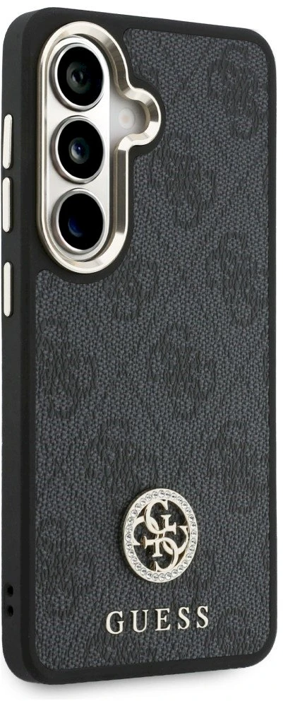 Dėklas Guess 4G Big Rhinestone Triangle Strap MagSafe for Samsung Galaxy S26 juodos spalvos