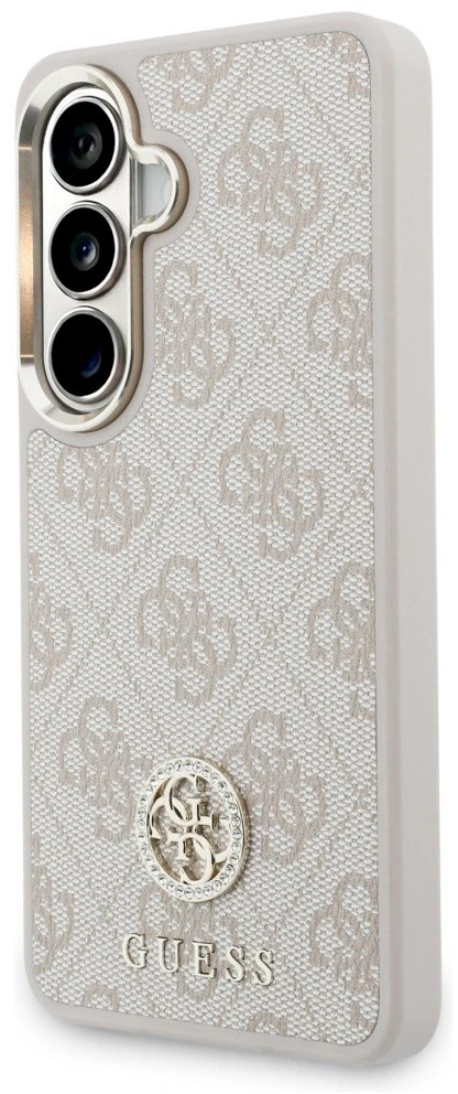 Dėklas Guess 4G Big Rhinestone Triangle Strap MagSafe for Samsung Galaxy S26 rožinės spalvos