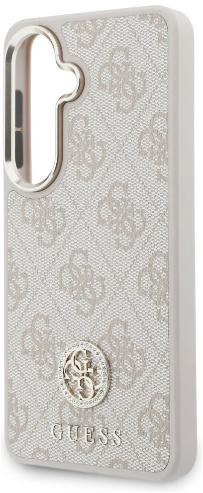 Dėklas Guess 4G Big Rhinestone Triangle Strap MagSafe for Samsung Galaxy S26 rožinės spalvos