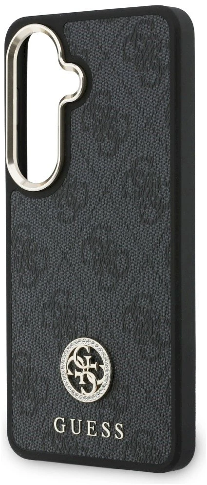 Dėklas Guess 4G Big Rhinestone Triangle Strap MagSafe for Samsung Galaxy S26 juodos spalvos