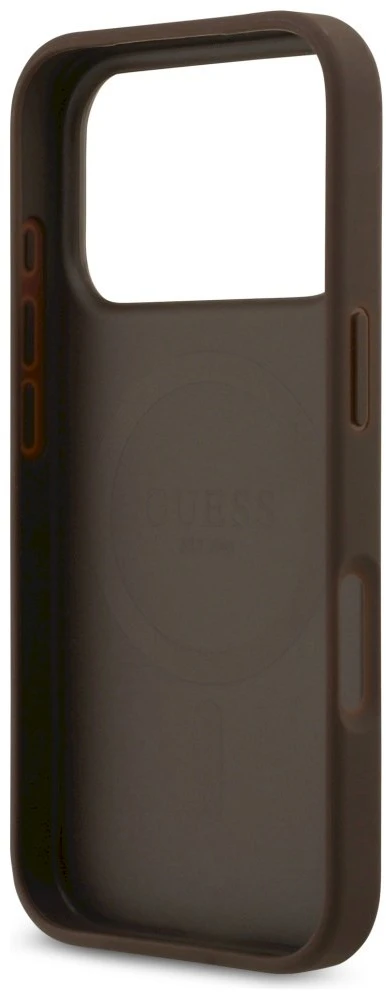 Original dėklas GUESS 4G Circle Classic Logo MagSafe skirtas Apple iPhone 17 Pro rudos spalvos