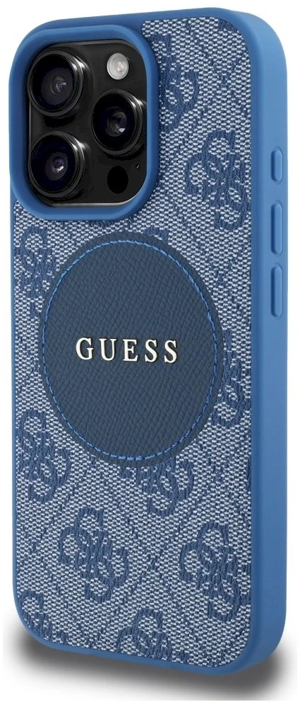 Guess 4G Circle Classic Logo MagSafe dėklas iPhone 16 Pro Max - mėlynas