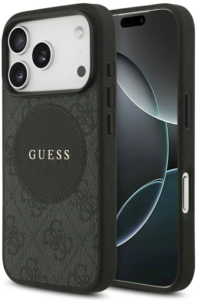 Dėklas Guess 4G Circle Classic Logo MagSafe Apple iPhone 17 Pro juodos spalvos