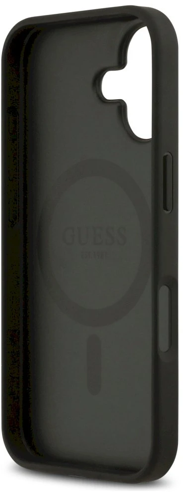 „Guess 4G Circle Classic Logo MagSafe“ dėklas, skirtas iPhone 17 - juodas