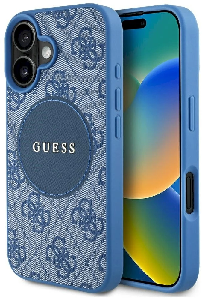 Guess 4G Circle Classic Logo MagSafe dėklas iPhone 16 - mėlynas