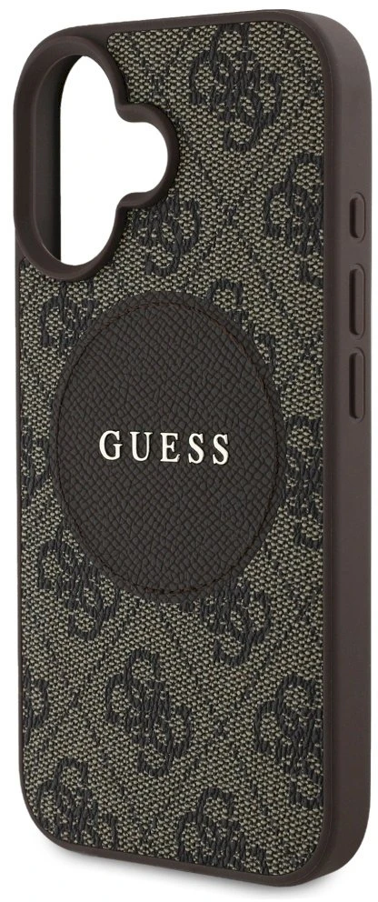 Guess 4G Circle Classic Logo MagSafe dėklas iPhone 16 - ruda
