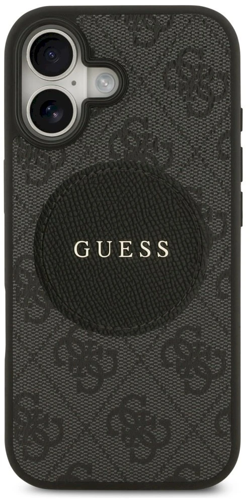 „Guess 4G Circle Classic Logo MagSafe“ dėklas, skirtas iPhone 17 - juodas