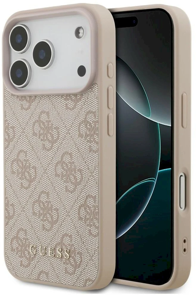 Guess 4G Classic dėklas, skirtas iPhone 18 Pro / iPhone 17 Pro, rožinis