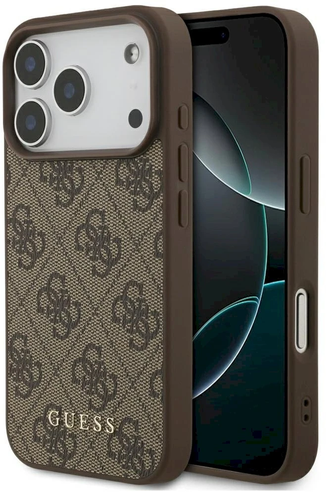 Guess 4G Classic Dėklas Apple iPhone 17 Pro rudos spalvos