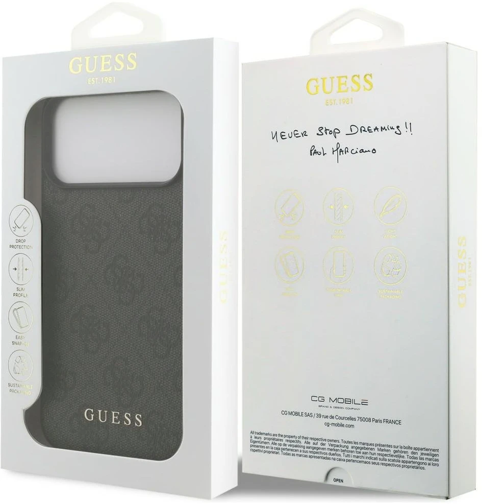 Dėklas Guess 4G Classic, skirtas iPhone 18 Pro Max / iPhone 17 Pro Max, juodas