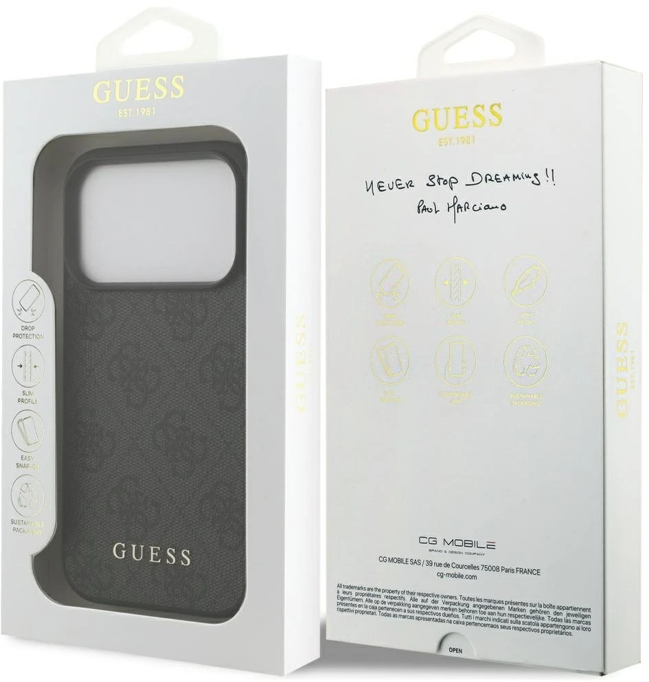 Guess 4G Classic Dėklas Apple iPhone 17 Pro juodos spalvos