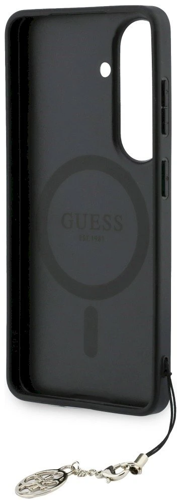 Dėklas Guess 4G Classic Logo Charm MagSafe Samsung Galaxy S26 juodos spalvos
