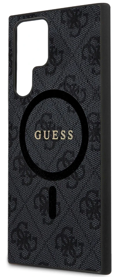 Dėklas GUESS GUHMS24LG4GFRK S24 ULTRA S928 JUODA/Juodas HARDCASE 4G COLLECTION LEATHER METAL MAGSAFE