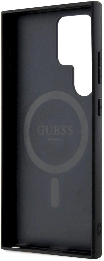 Dėklas GUESS GUHMS24LG4GFRK S24 ULTRA S928 JUODA/Juodas HARDCASE 4G COLLECTION LEATHER METAL MAGSAFE