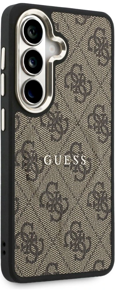 Guess PU Leather 4G Gold Frame Magnetic dėklas skirtas Samsung Galaxy S26+ rudos spalvos
