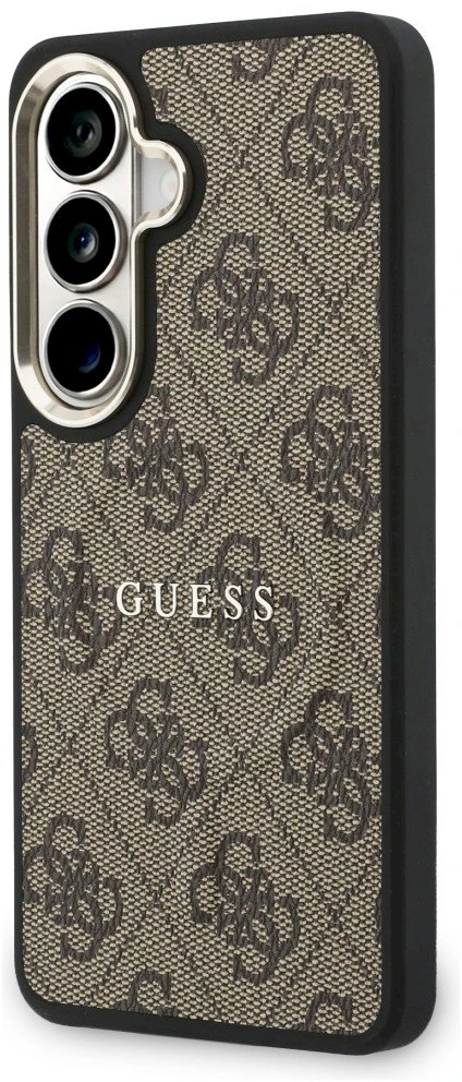 Guess PU Leather 4G Gold Frame Magnetic dėklas skirtas Samsung Galaxy S26+ rudos spalvos