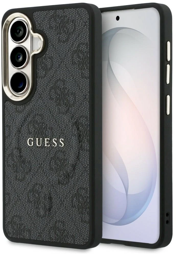 Guess PU Leather 4G Gold Frame Magnetic dėklas skirtas Samsung Galaxy S26+ juodos spalvos