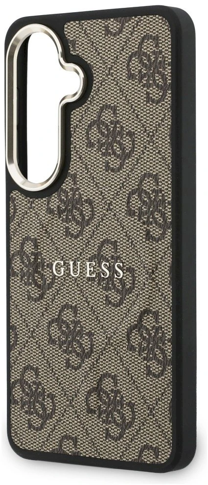 Guess PU Leather 4G Gold Frame Magnetic dėklas skirtas Samsung Galaxy S26+ rudos spalvos