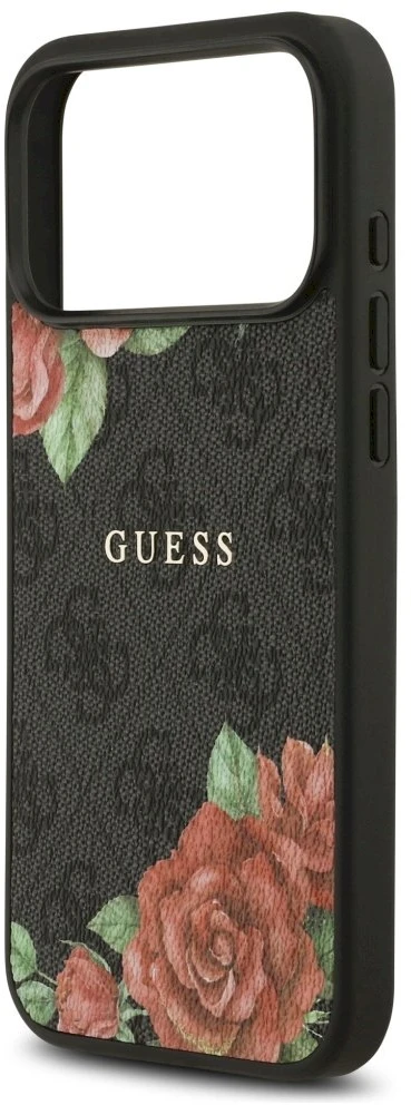 „Guess 4G“ gėlių rašto „MagSafe“ dėklas, skirtas „iPhone 17 Pro“ - juodas