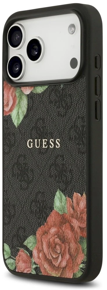 „Guess 4G“ gėlių rašto „MagSafe“ dėklas, skirtas „iPhone 17 Pro“ - juodas