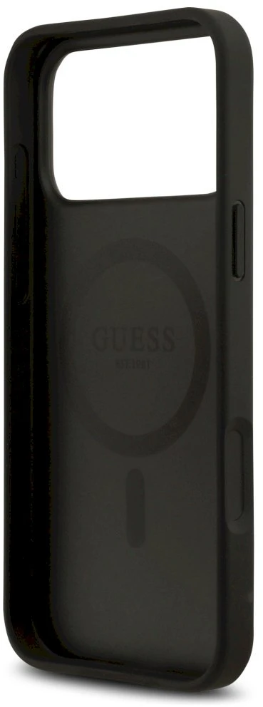 „Guess 4G“ gėlių rašto „MagSafe“ dėklas, skirtas „iPhone 17 Pro“ - juodas