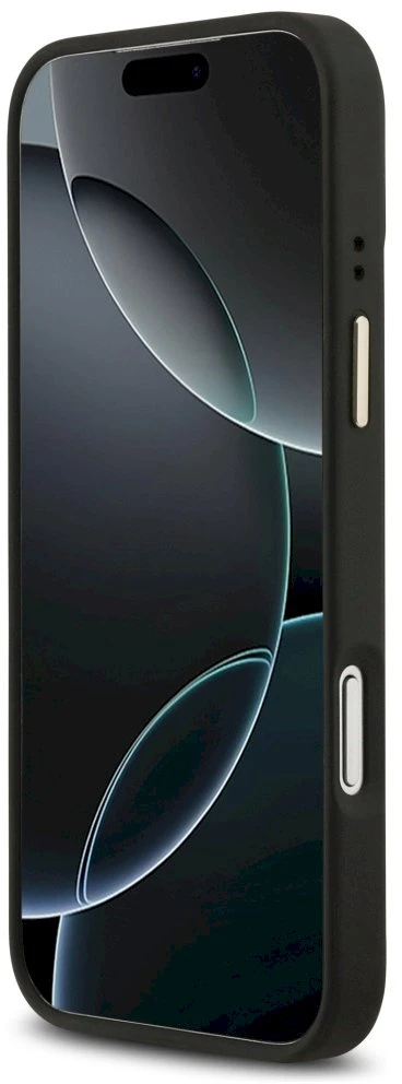 Guess 4G Logo Plate MagSafe dėklas Apple iPhone 17 Pro Max juodos spalvos