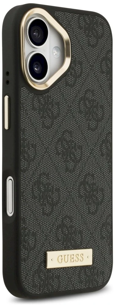 Guess 4G Logo Plate MagSafe dėklas skirtas Apple iPhone 17 juodos spalvos