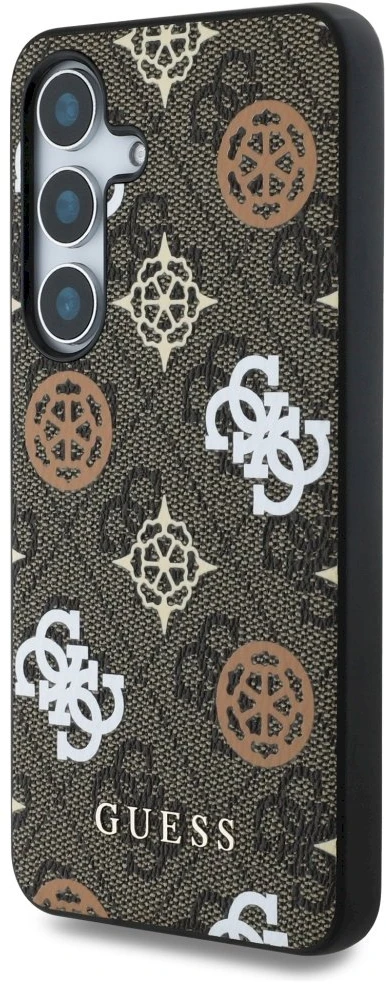 Guess 4G Printed Colored Peony Pattern MagSafe - dėklas skirtas Samsung Galaxy S25 ruda