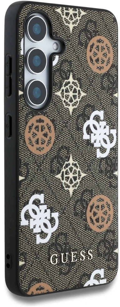 Guess 4G Printed Colored Peony Pattern MagSafe - dėklas skirtas Samsung Galaxy S25 ruda