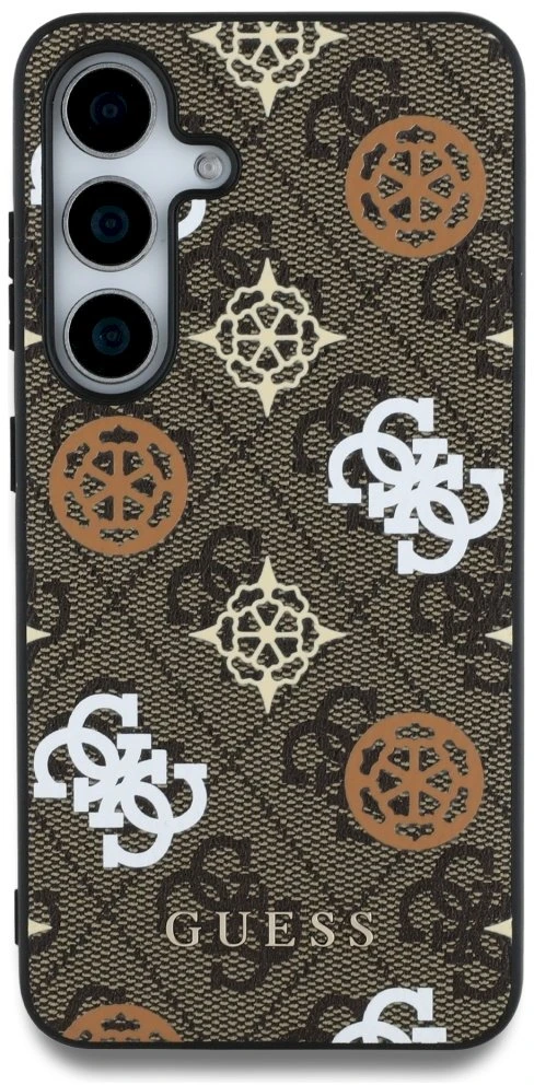 Guess 4G Printed Colored Peony Pattern MagSafe - dėklas skirtas Samsung Galaxy S25 ruda