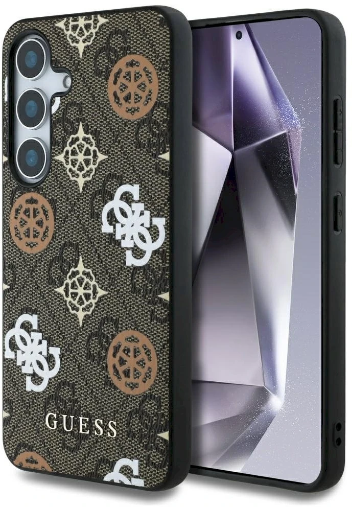 Guess 4G Printed Colored Peony Pattern MagSafe - dėklas skirtas Samsung Galaxy S25 ruda