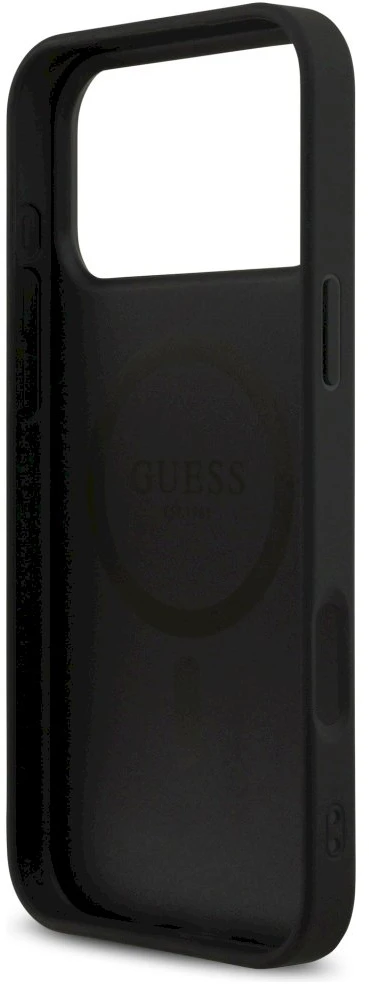 GUESS dėklas, skirtas IPHONE 17 Pro Max, suderinamas su MagSafe GUHMP17XP4RPSK (4G spausdintos juostelės), juodas