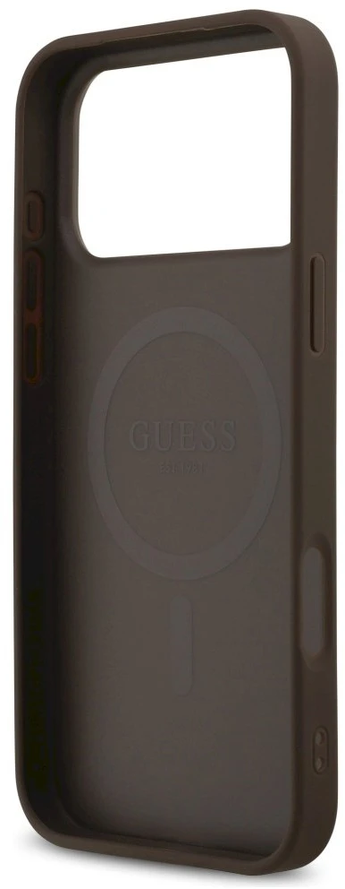 GUESS dėklas, skirtas IPHONE 17 Pro Max, suderinamas su MagSafe GUHMP17XP4RPSW (4G spausdintos juostelės), rudas