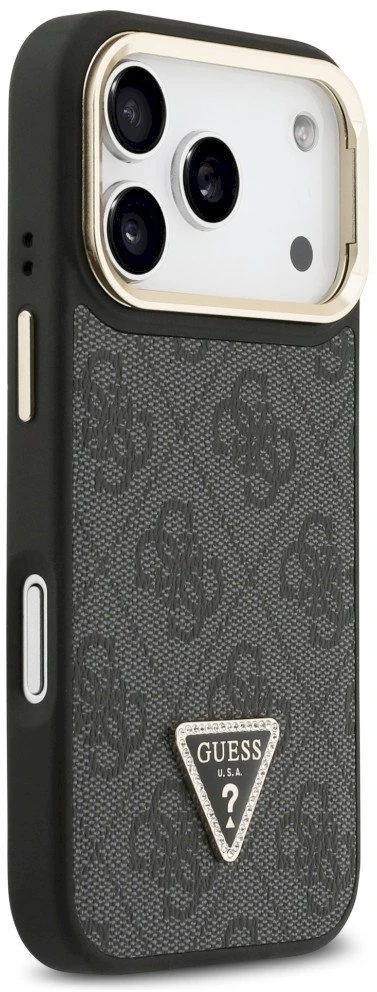 Dėklas Guess 4G PU Triangle Logo & Stand Camera Magsafe Apple iPhone 17 Pro juodos spalvos