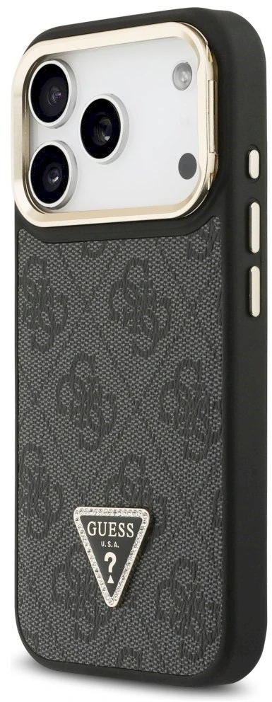 Dėklas Guess 4G PU Triangle Logo & Stand Camera Magsafe Apple iPhone 17 Pro juodos spalvos