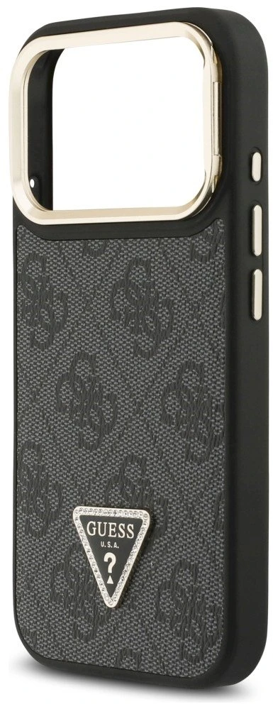 Dėklas Guess 4G PU Triangle Logo & Stand Camera Magsafe Apple iPhone 17 Pro juodos spalvos