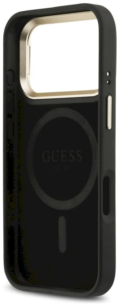 Dėklas Guess 4G PU Triangle Logo & Stand Camera Magsafe Apple iPhone 17 Pro juodos spalvos