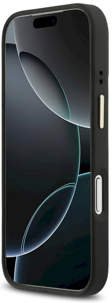 Dėklas Guess 4G PU Triangle Logo & Stand Camera Magsafe Apple iPhone 17 Pro juodos spalvos
