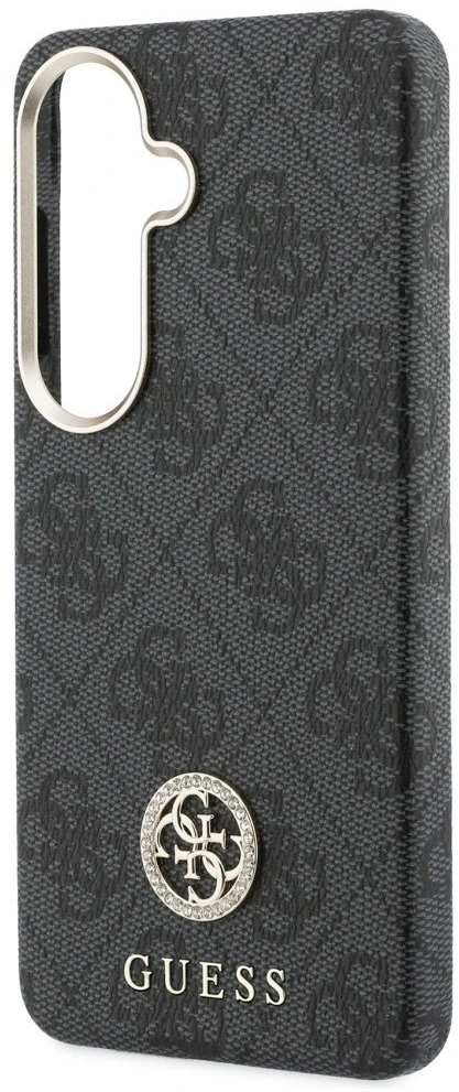 Guess PU Leather 4G Strass Logo Gold Frame Magnetic dėklas skirtas Samsung Galaxy S26 juodos spalvos