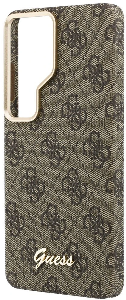 Guess PU 4G Script Metal Logo Magnetic dėklas skirtas Samsung Galaxy S26 Ultra Brown