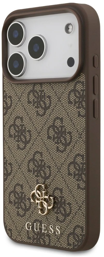 „Guess 4G“ mažas klasikinis „MagSafe“ dėklas su logotipu, skirtas „iPhone 17 Pro“ – ruda