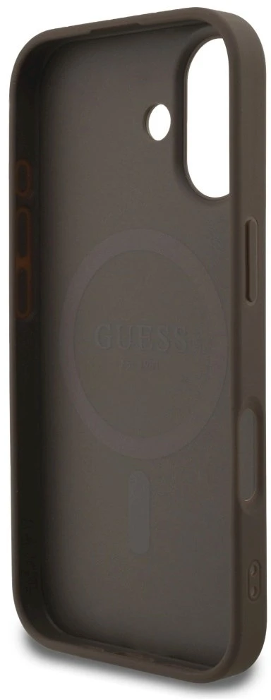 Original dėklas GUESS 4G Strap Triangle Logo MagSafe skirtas Apple iPhone 17 rudos spalvos