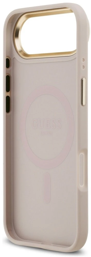 Original dėklas GUESS 4G Strass Logo & Big Strap Metal Mygtukai MagSafe skirtas Apple iPhone 17 Air pink